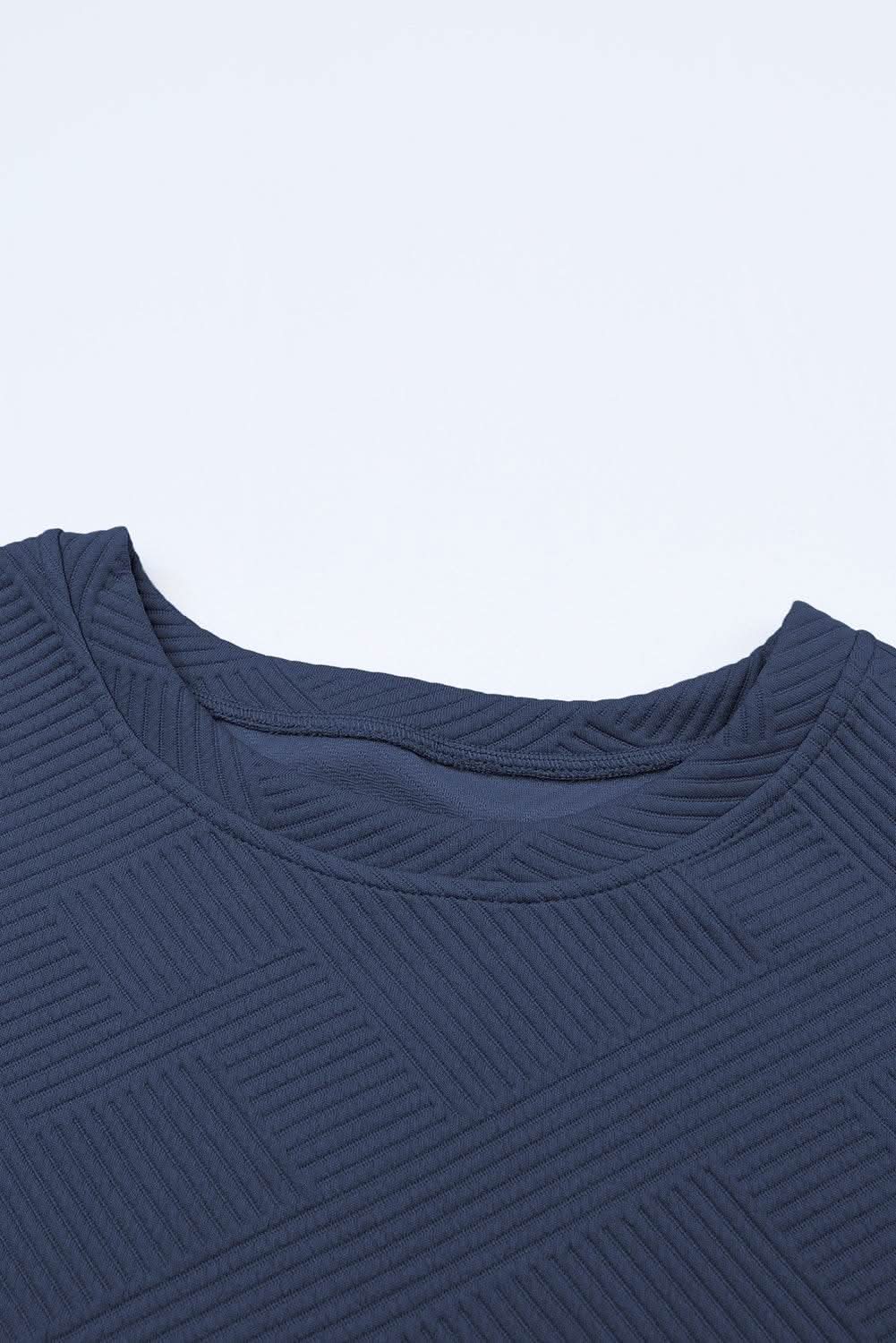 Pants Love Salve Navy Blue Textured Loose Fit T Shirt and Drawstrin