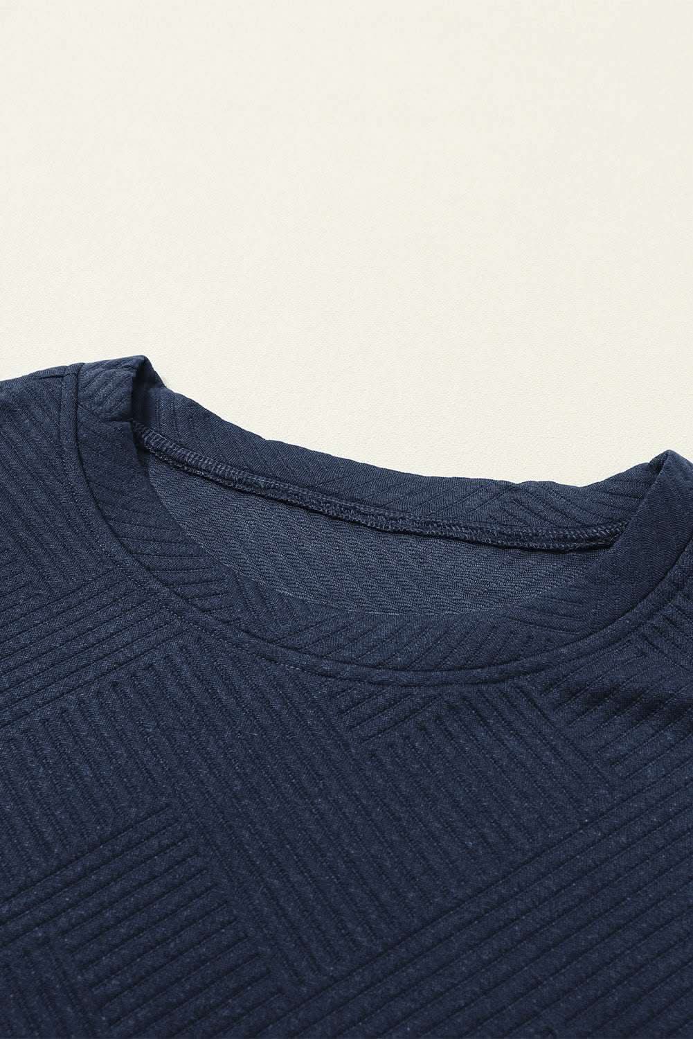 Pants Love Salve Navy Blue Textured Loose Fit T Shirt and Drawstrin
