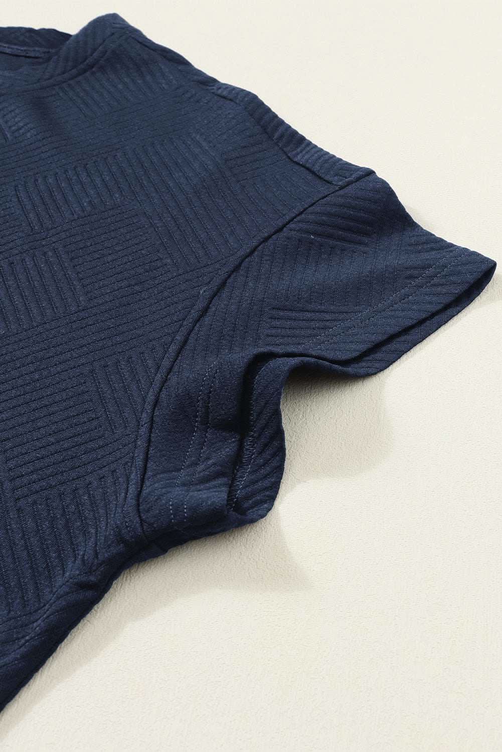 Pants Love Salve Navy Blue Textured Loose Fit T Shirt and Drawstrin
