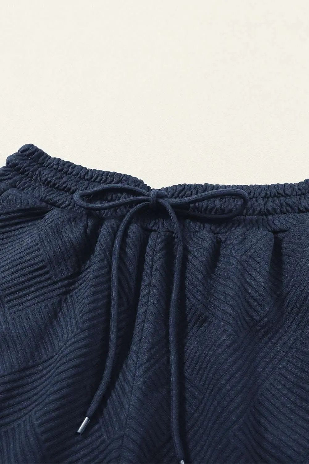 Pants Love Salve Navy Blue Textured Loose Fit T Shirt and Drawstrin