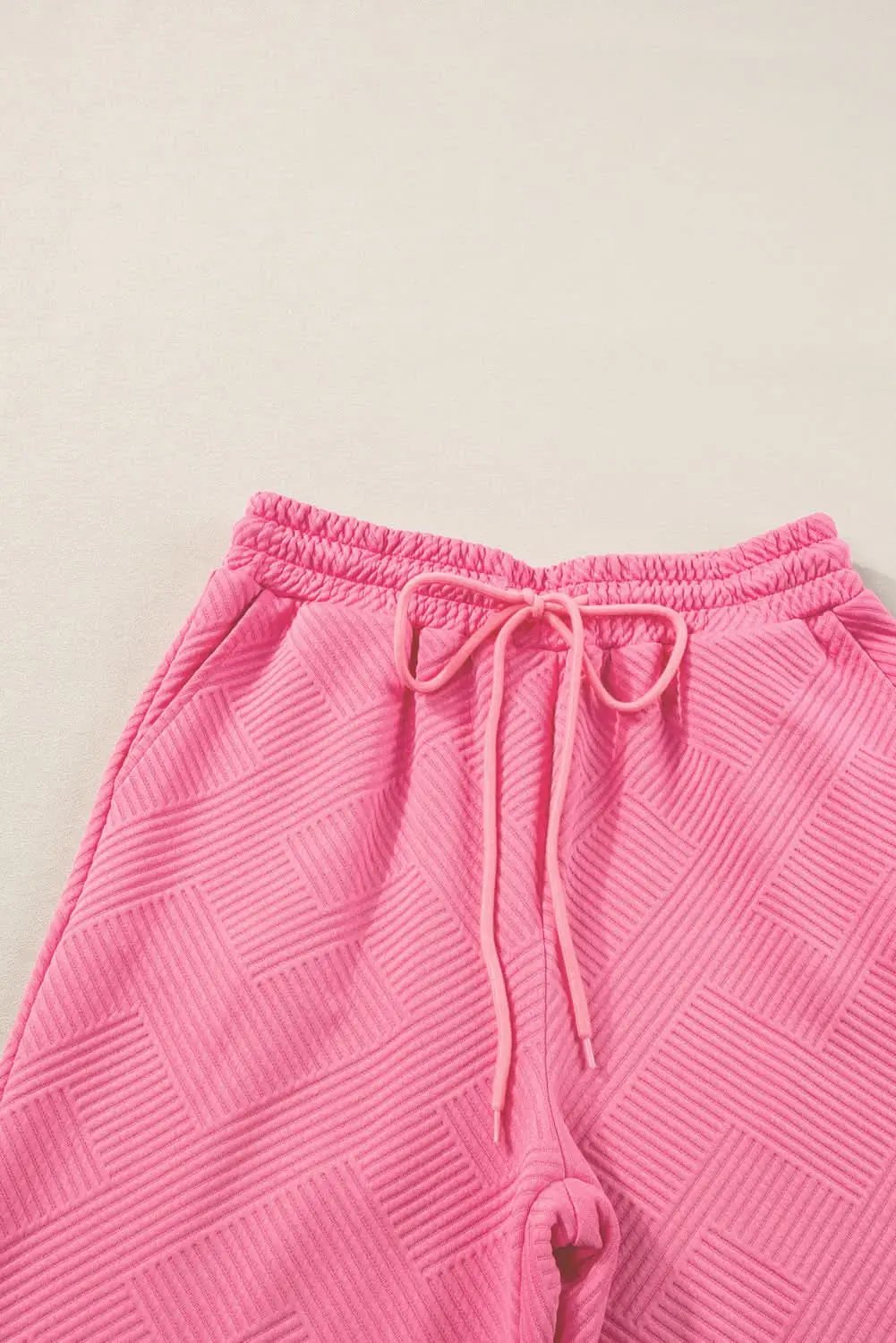 Pants Love Salve Strawberry Pink Textured Loose Fit T Shirt and Dra