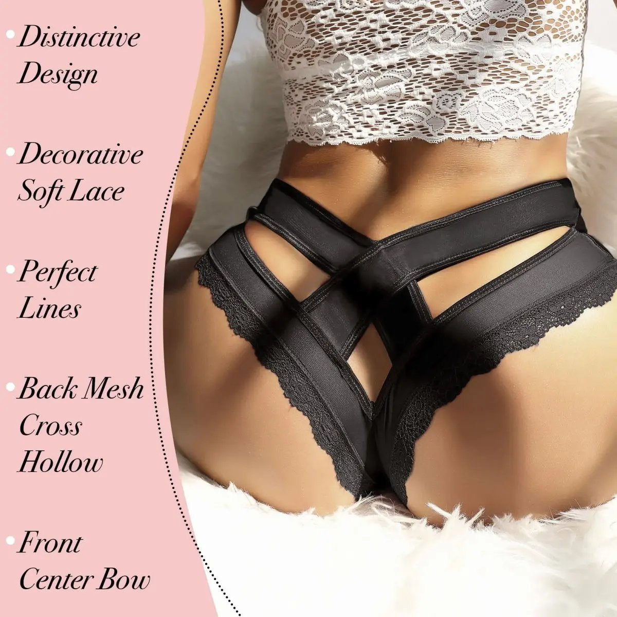 Women's Underwear - Cross Lace Detail - Comfortable & Stylish