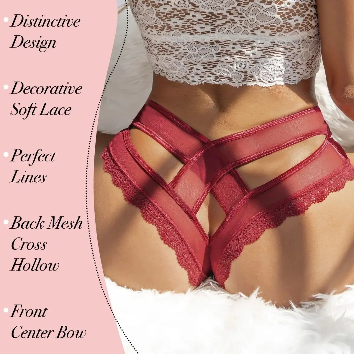 Women's Underwear - Cross Lace Detail - Comfortable & Stylish