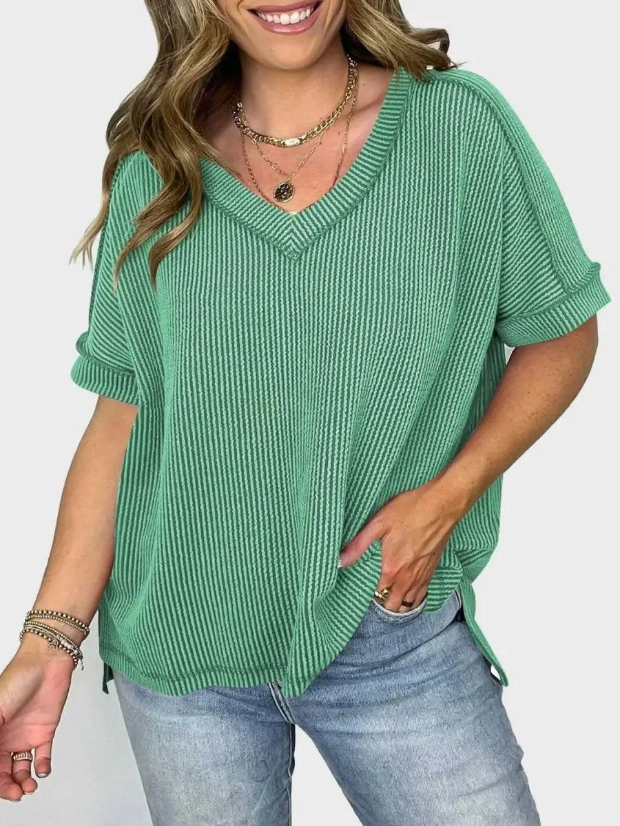 T-Shirts Trendsi Lovelet V-Neck Tee Women's Everyday Top: Soft Texture, Versatile Fit
