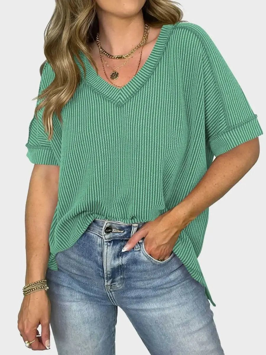 T-Shirts Trendsi Lovelet V-Neck Tee Women's Everyday Top: Soft Texture, Versatile Fit