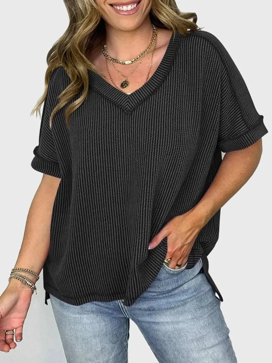 T-Shirts Trendsi Lovelet V-Neck Tee Women's Everyday Top: Soft Texture, Versatile Fit