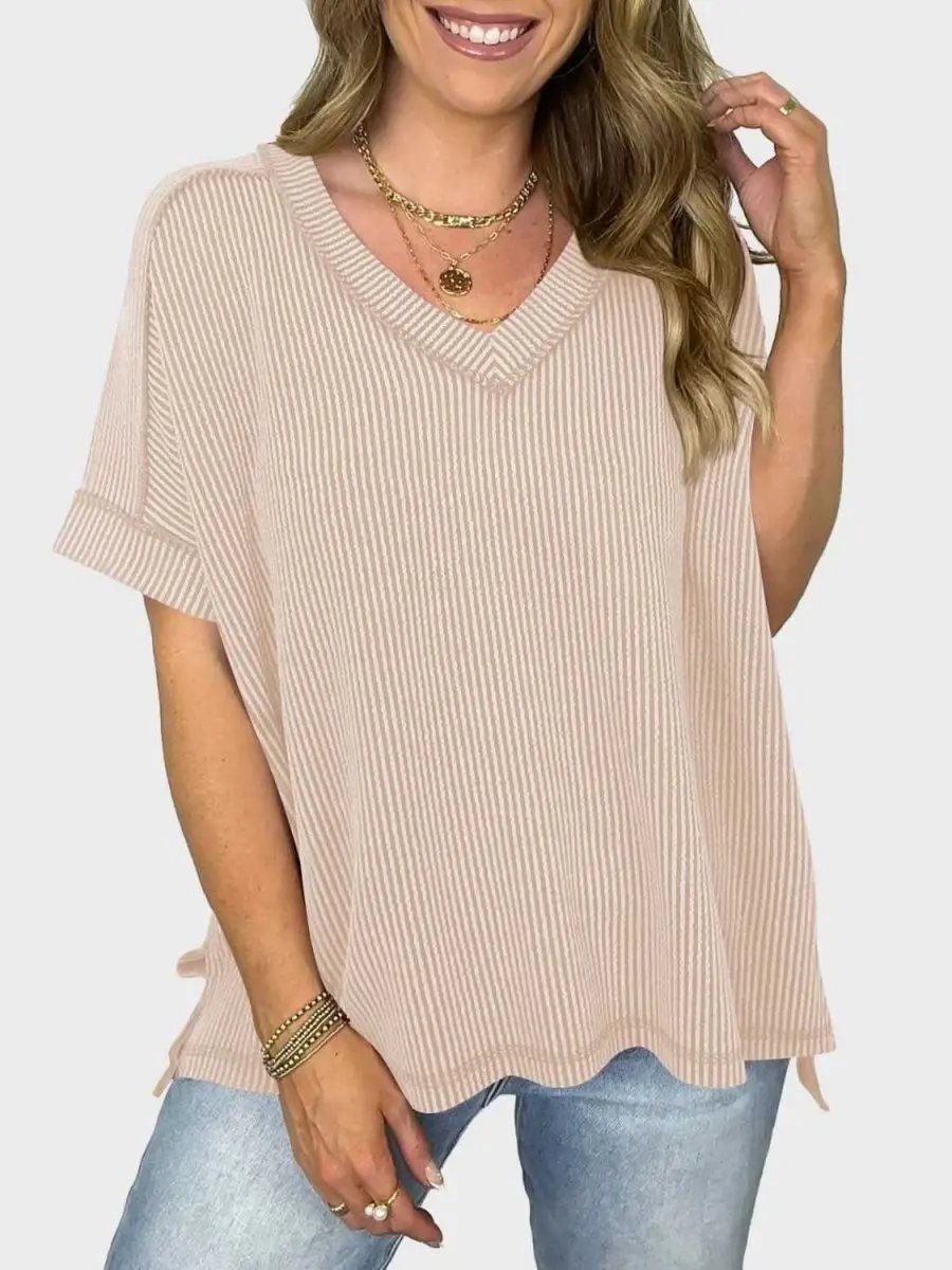 T-Shirts Trendsi Lovelet V-Neck Tee Women's Everyday Top: Soft Texture, Versatile Fit