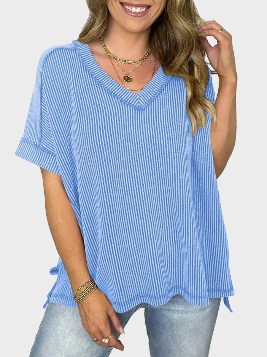 T-Shirts Trendsi Lovelet V-Neck Tee Women's Everyday Top: Soft Texture, Versatile Fit