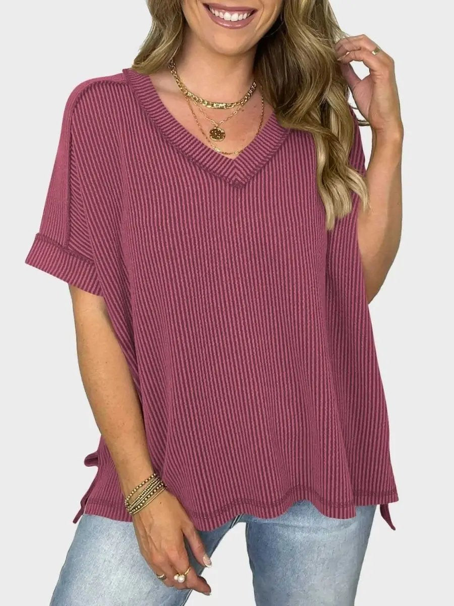 T-Shirts Trendsi Lovelet V-Neck Tee Women's Everyday Top: Soft Texture, Versatile Fit