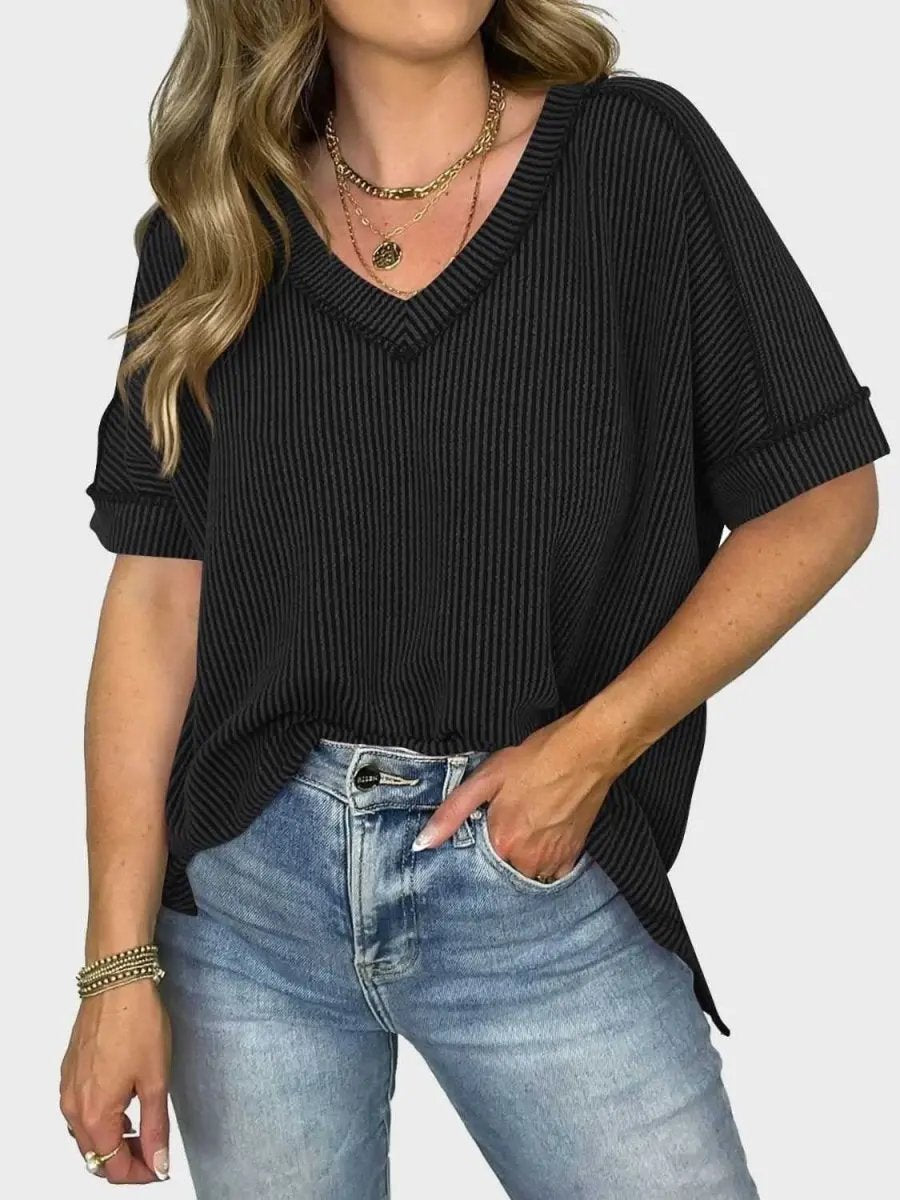 T-Shirts Trendsi Lovelet V-Neck Tee Women's Everyday Top: Soft Texture, Versatile Fit