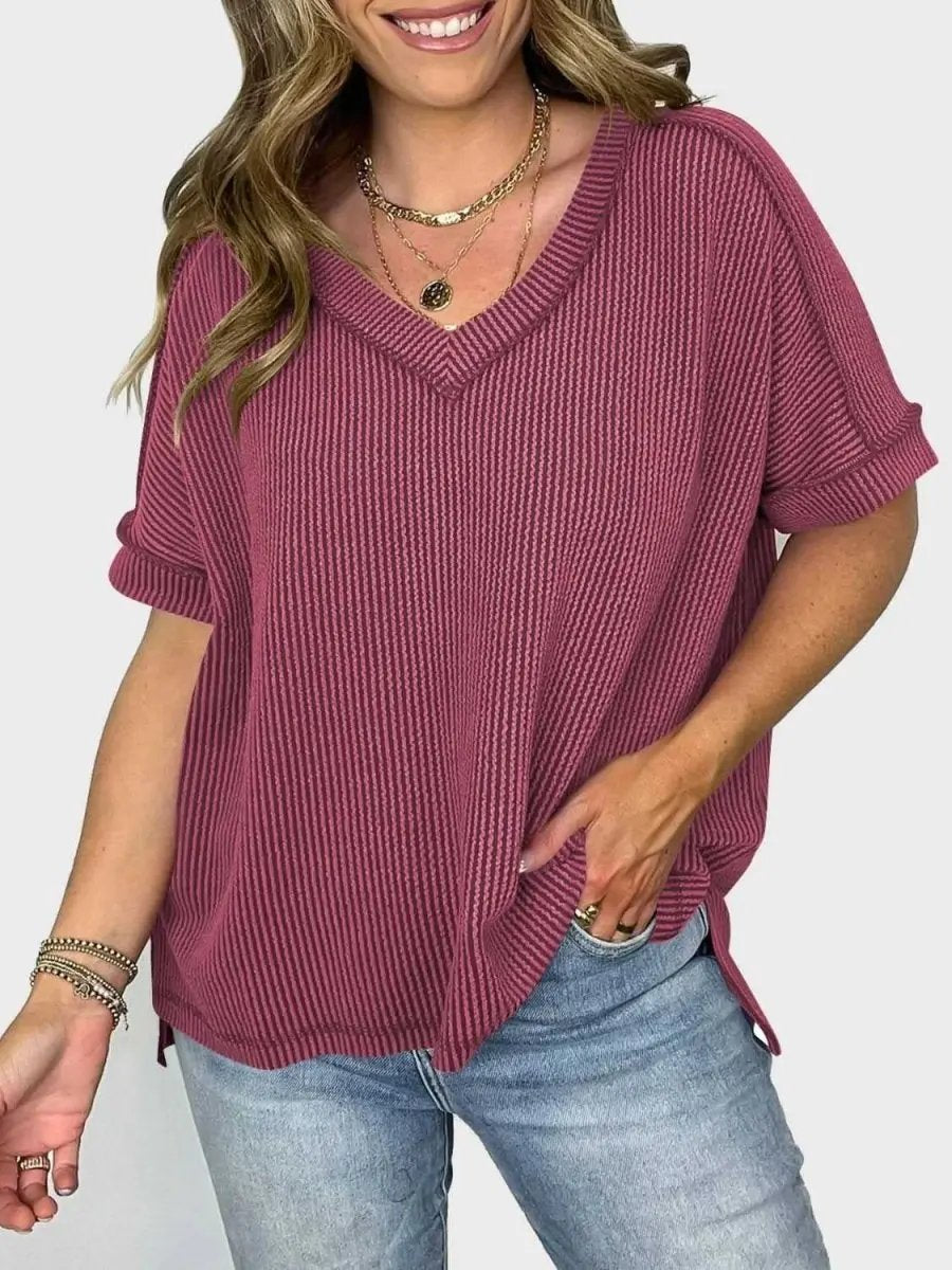T-Shirts Trendsi Lovelet V-Neck Tee Women's Everyday Top: Soft Texture, Versatile Fit