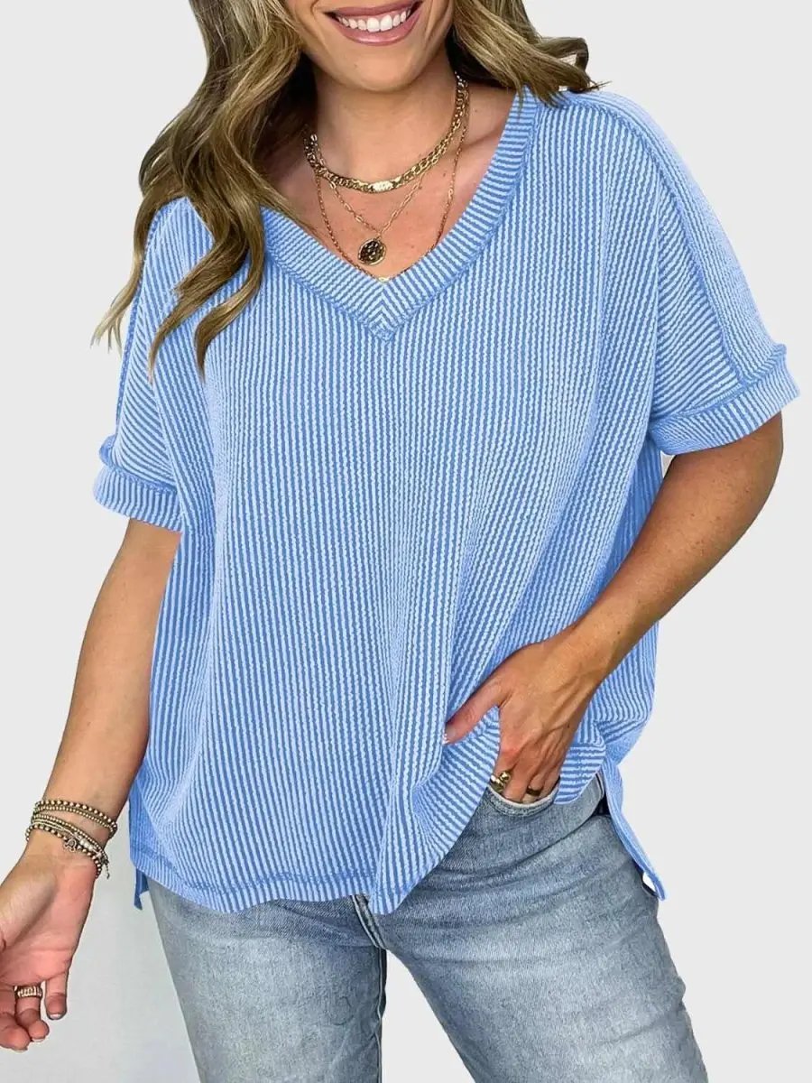 T-Shirts Trendsi Lovelet V-Neck Tee Women's Everyday Top: Soft Texture, Versatile Fit