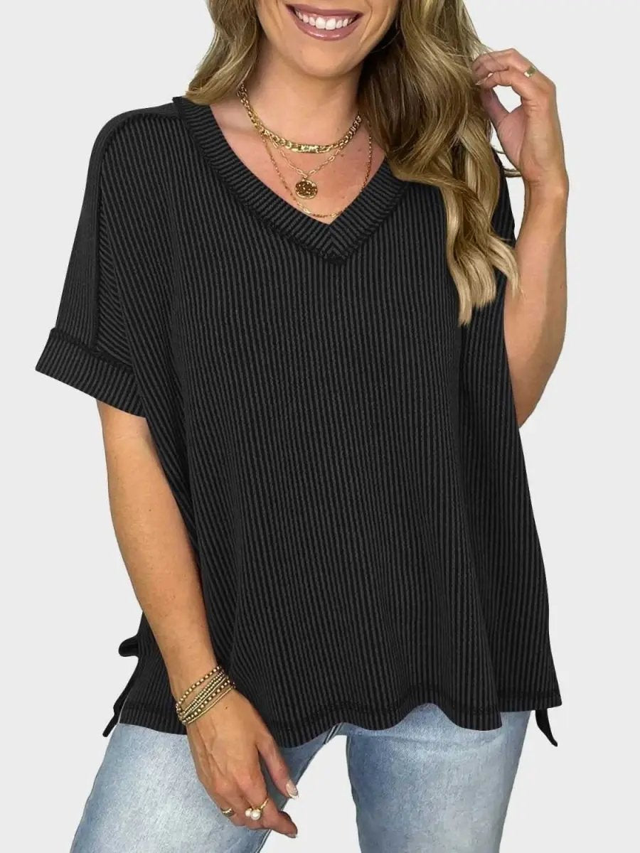 T-Shirts Trendsi Lovelet V-Neck Tee Women's Everyday Top: Soft Texture, Versatile Fit