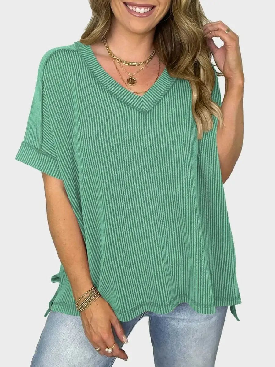 T-Shirts Trendsi Lovelet V-Neck Tee Women's Everyday Top: Soft Texture, Versatile Fit