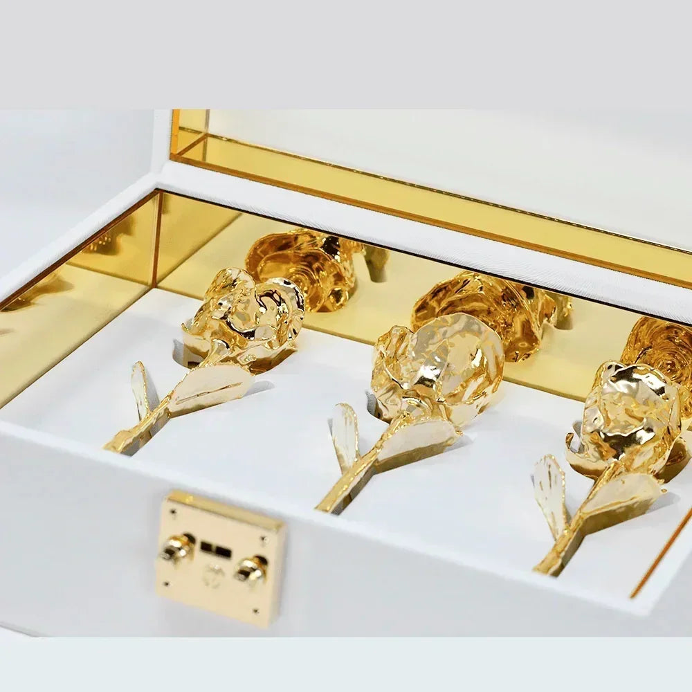 Customizable Trio of Gold, Silver or Platinum 7" Roses – A Gift No One Forgets