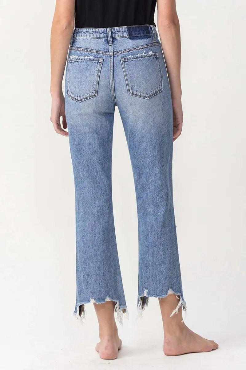 Women's Jeans - Distressed High Rise - Straight Leg