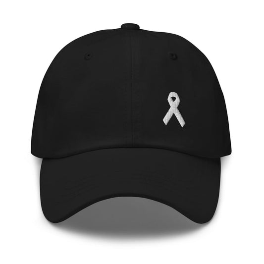 Gorra de papá de cinta blanca para concienciar sobre el cáncer de pulmón