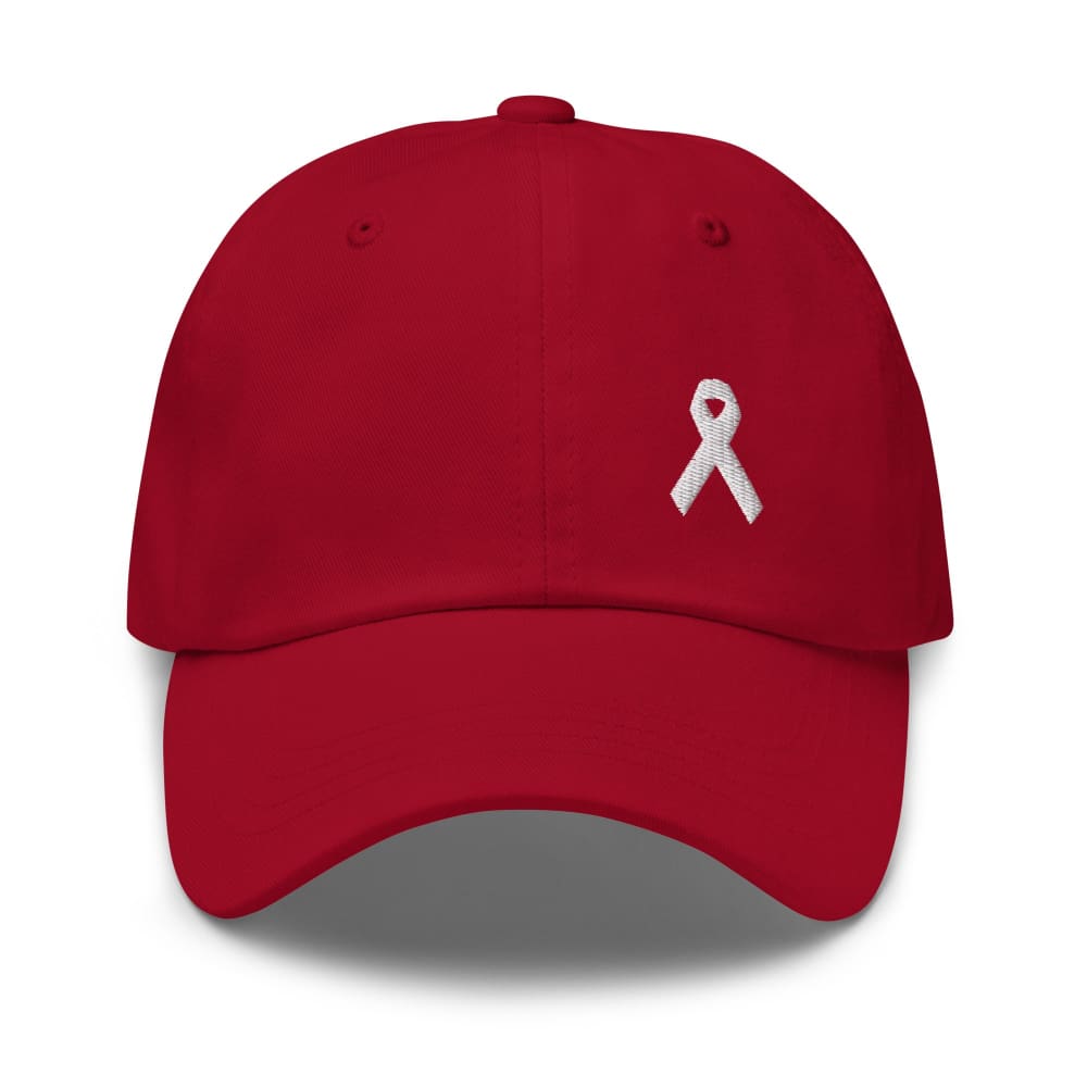 Lung Cancer Awareness White Ribbon Dad Hat