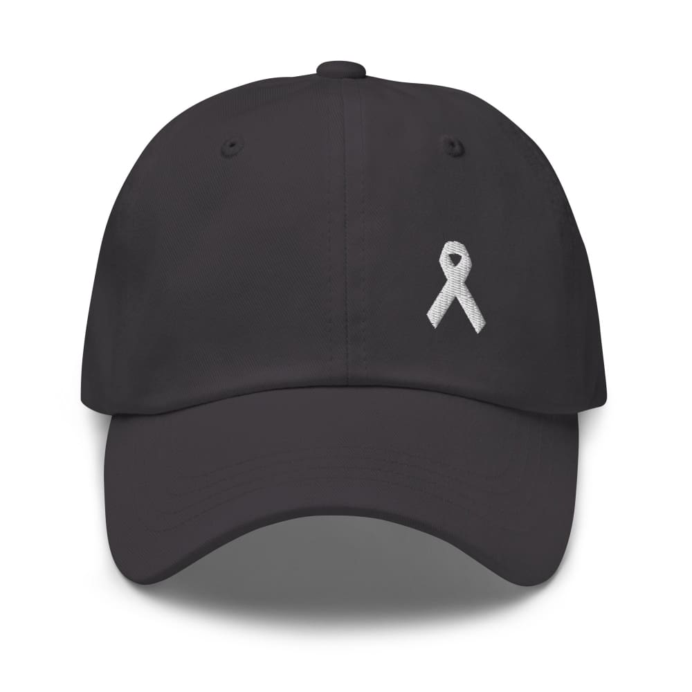 Lung Cancer Awareness White Ribbon Dad Hat