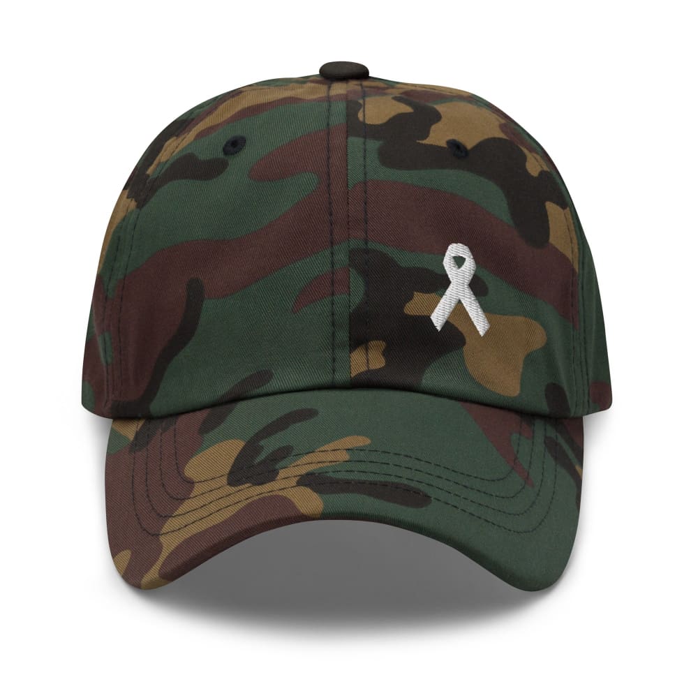 Lung Cancer Awareness White Ribbon Dad Hat