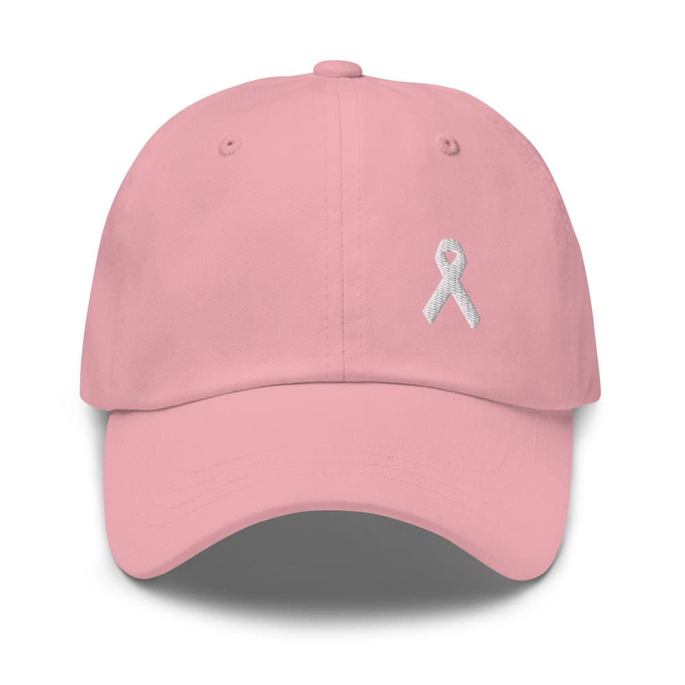 Lung Cancer Awareness White Ribbon Dad Hat