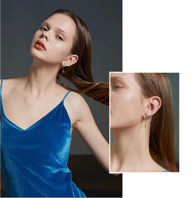 Pendientes de Estrella y Luna de Primavera para Mujer - Estilo a la Moda