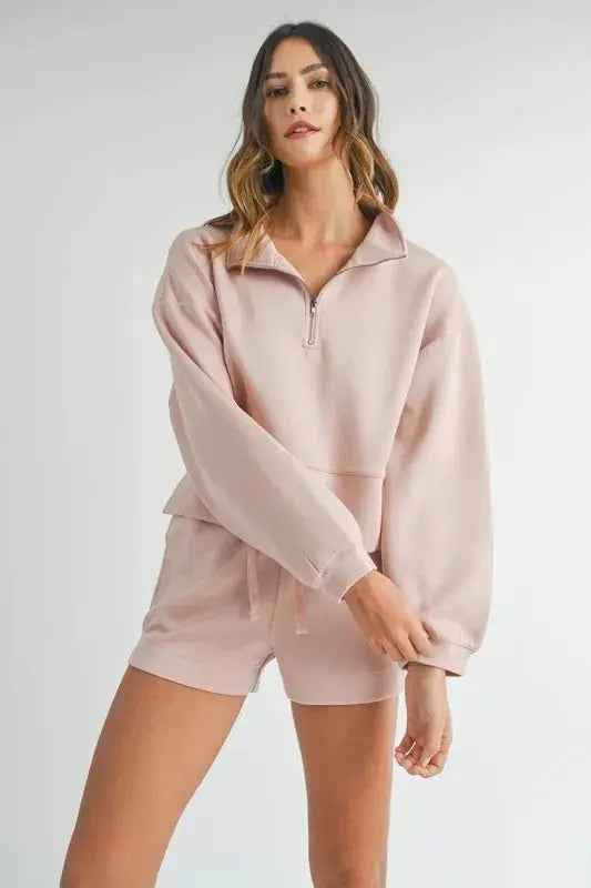 Women's Loungewear Set - Half Zip Two Piece - Cozy Comfort
