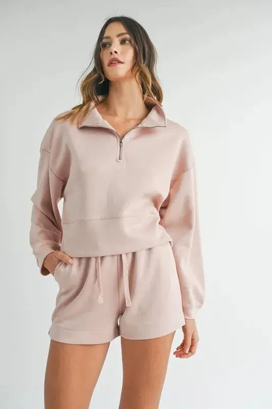 Women's Loungewear Set - Half Zip Two Piece - Cozy Comfort
