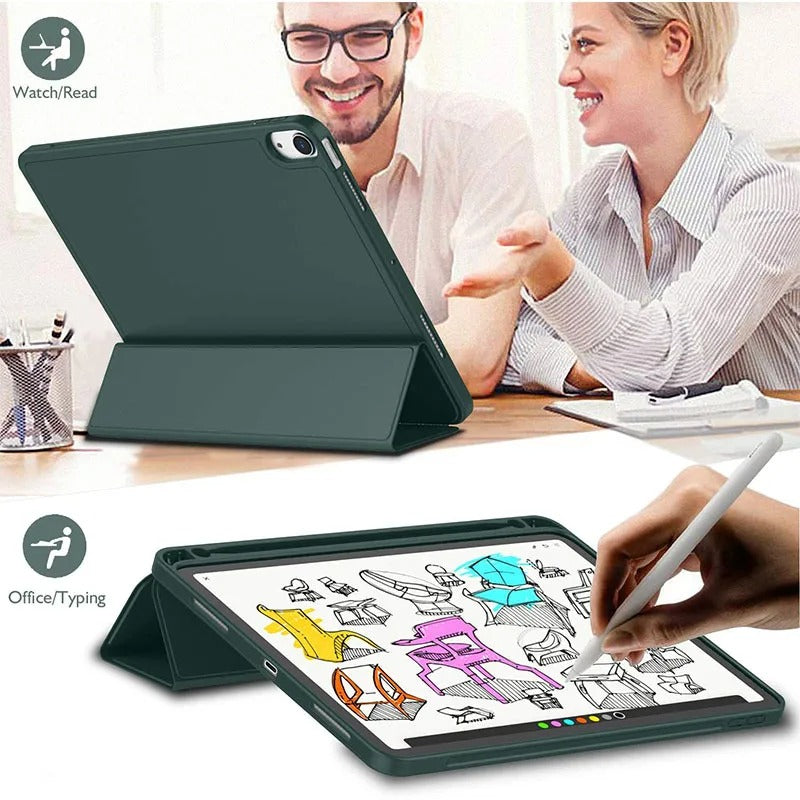 ESTUCHE DE CUERO PARA IPAD DE APPLE CON PATRÓN TEMÁTICO VERANIEGO Y SOPORTE PARA LÁPIZ ÓPTICO