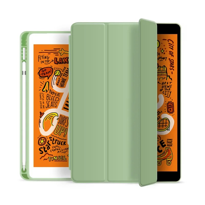 ESTUCHE DE CUERO PARA IPAD DE APPLE CON PATRÓN TEMÁTICO VERANIEGO Y SOPORTE PARA LÁPIZ ÓPTICO
