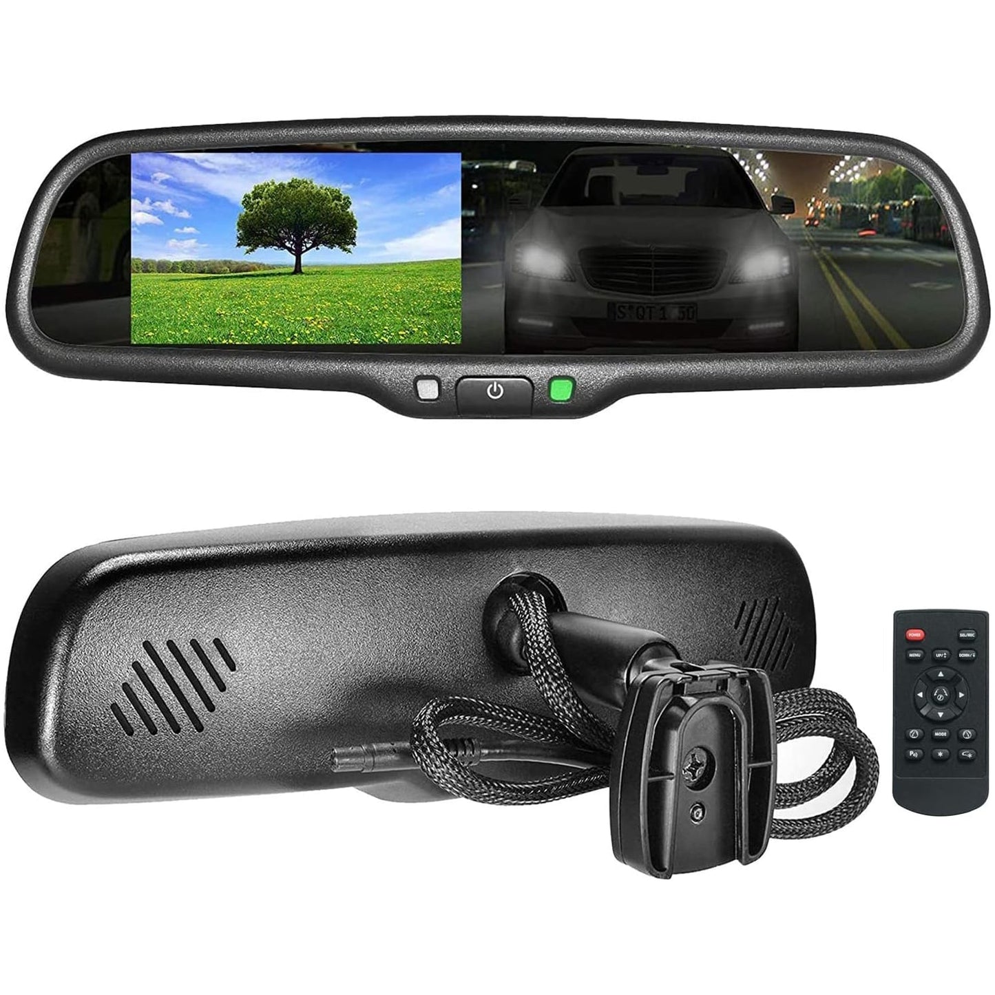 Master Tailgaters 10.5" Rear View Mirror with 4.3" LCD Screen + Auto Dimming Mirror | Ultra Bright | Rearview Universal Fit | Auto Adjusting Brightness LCD | Anti Glare | Full Mirror Replacement