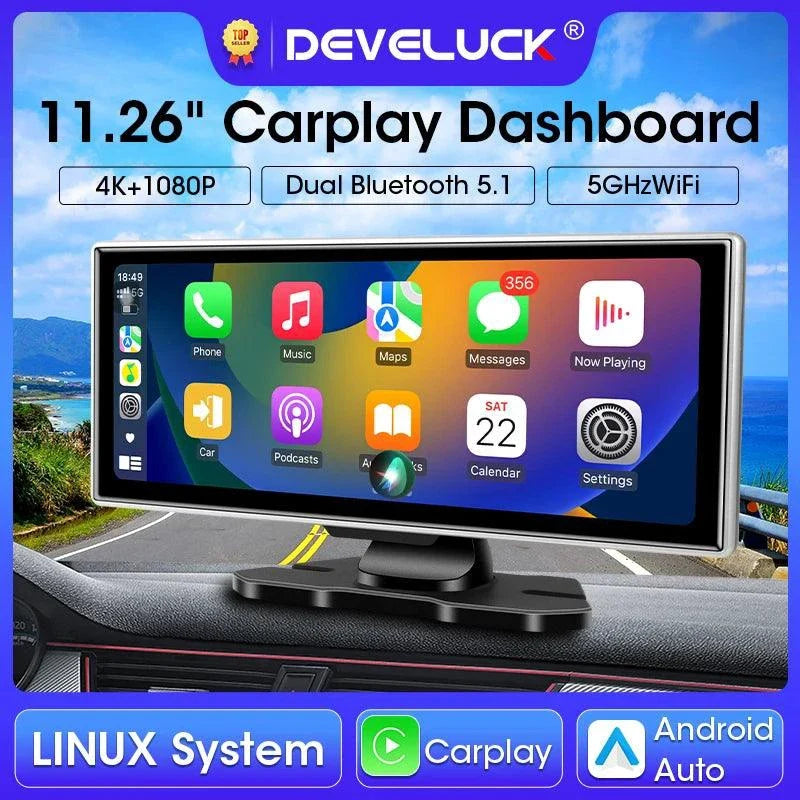 Best 11.26 inch Car DVR 4K Dash Cam Dual Lens Wireless