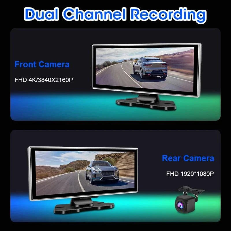 Best 11.26 inch Car DVR 4K Dash Cam Dual Lens Wireless