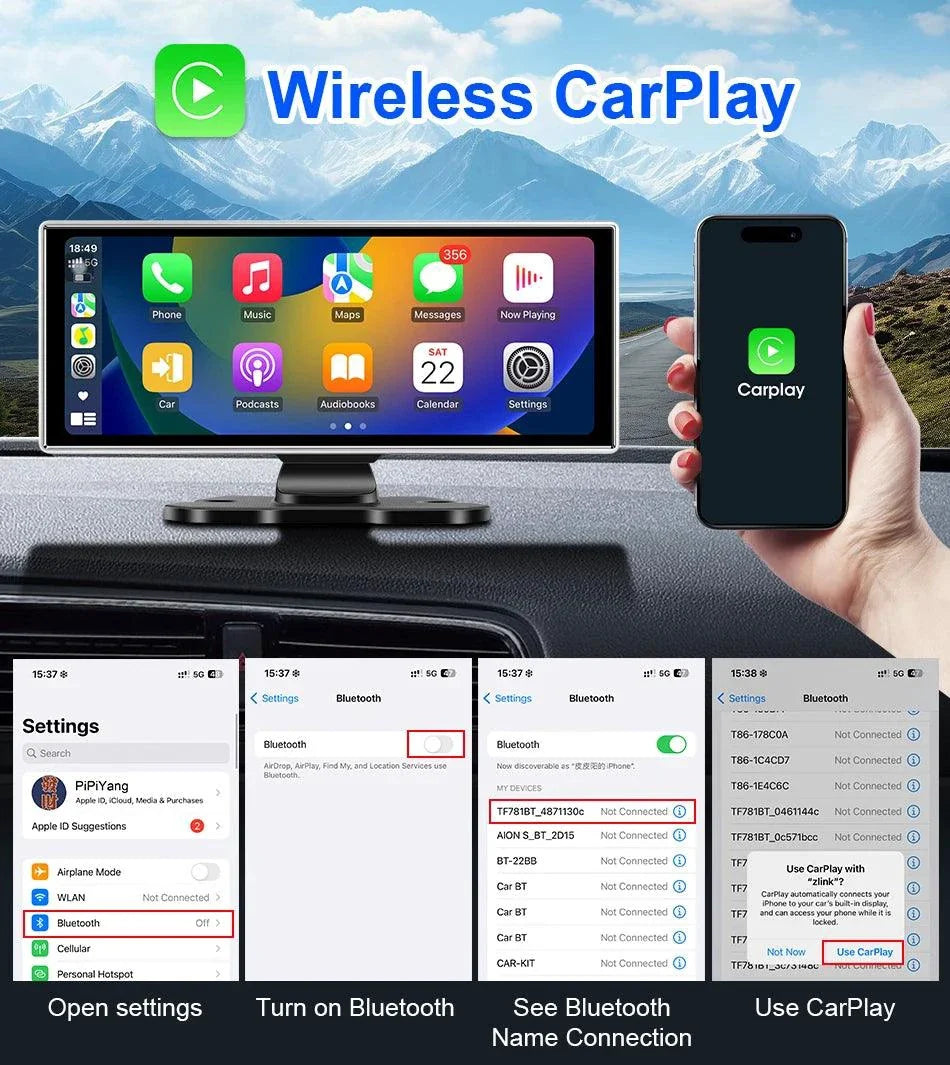 Best 11.26 inch Car DVR 4K Dash Cam Dual Lens Wireless