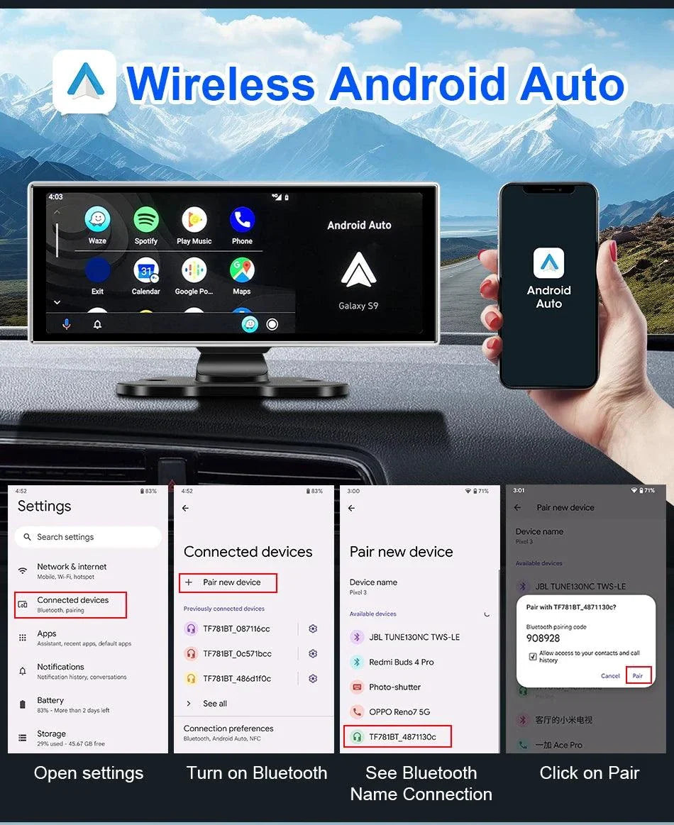 Best 11.26 inch Car DVR 4K Dash Cam Dual Lens Wireless
