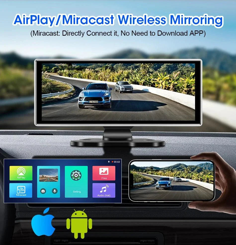 Best 11.26 inch Car DVR 4K Dash Cam Dual Lens Wireless