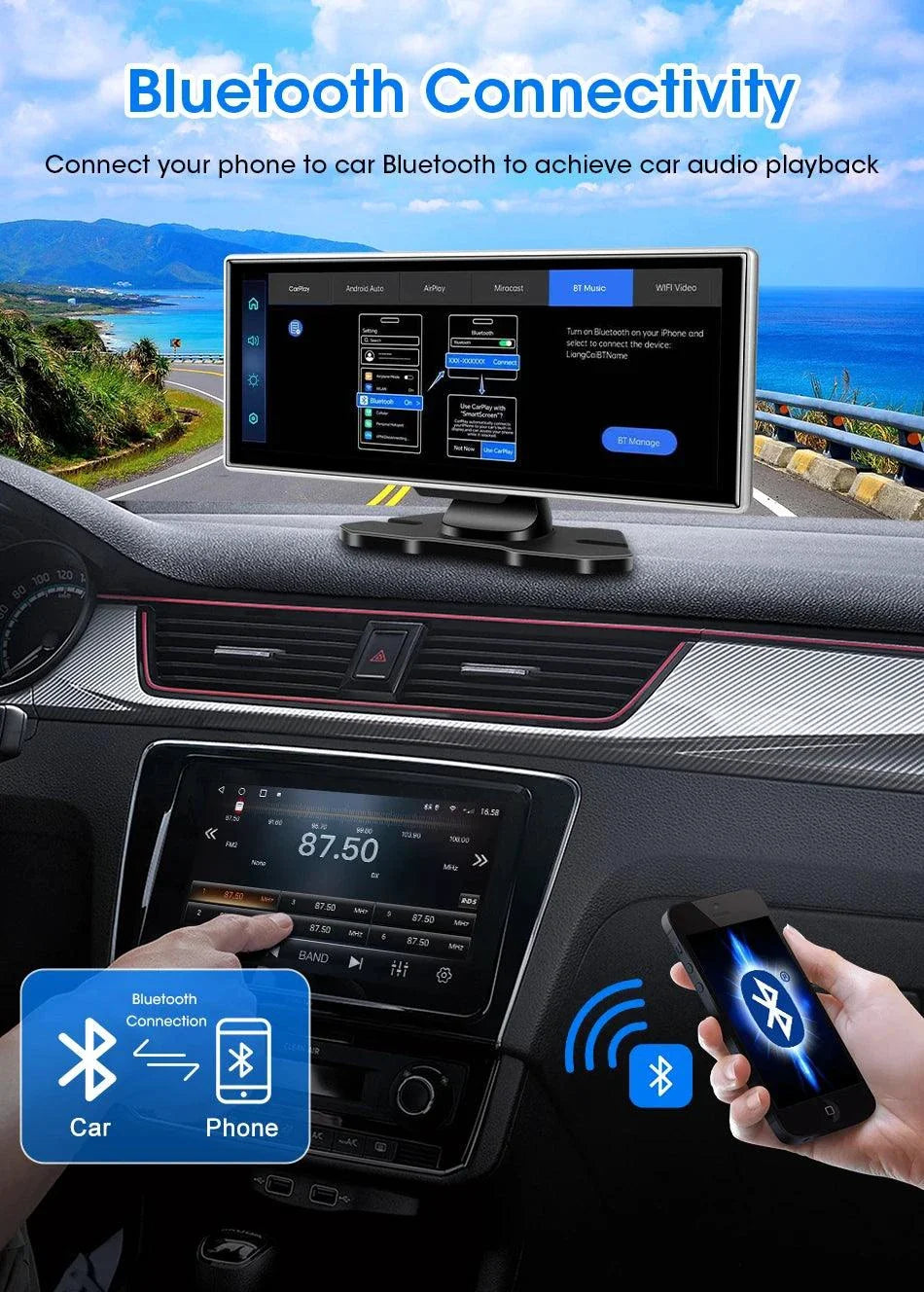 Best 11.26 inch Car DVR 4K Dash Cam Dual Lens Wireless