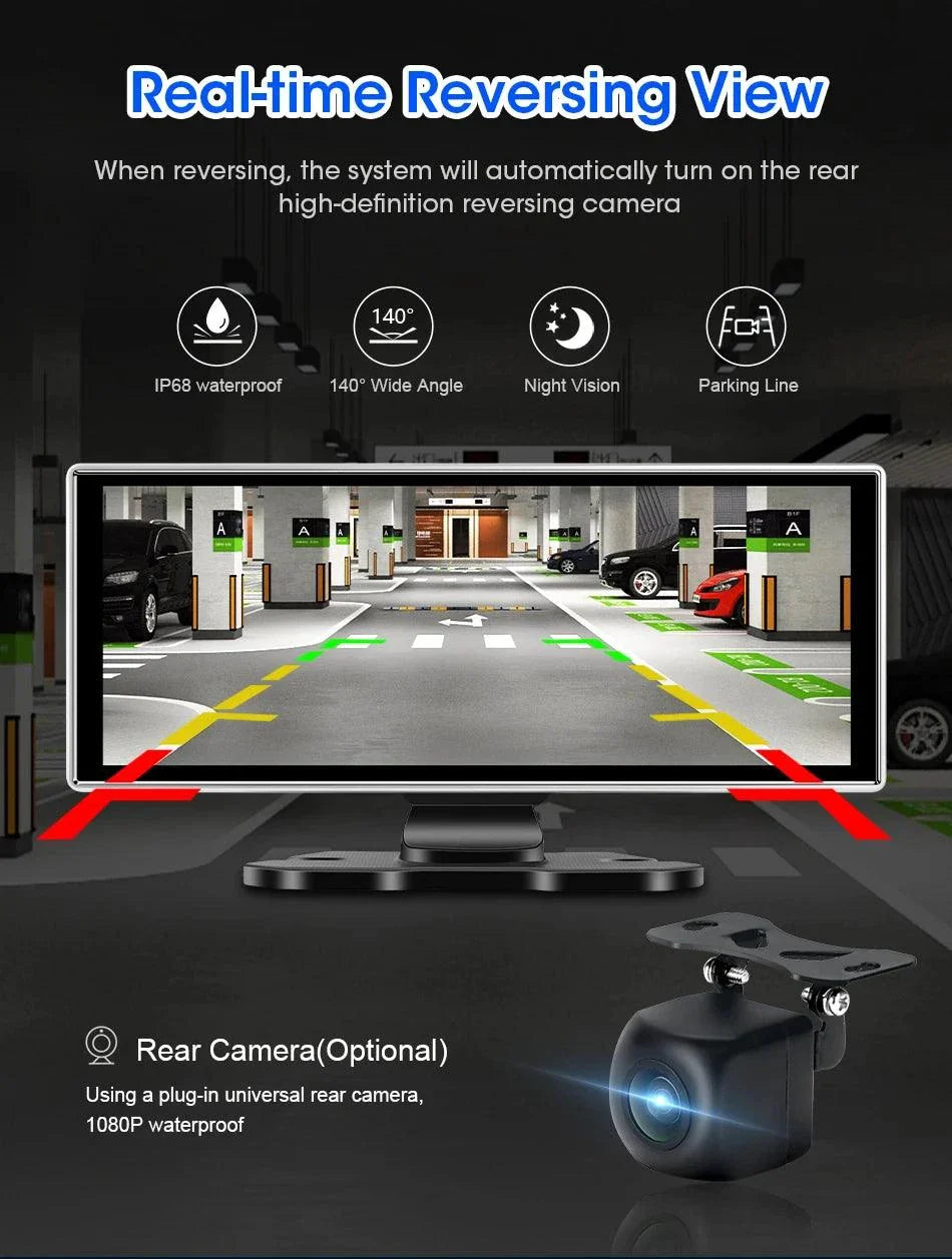 Best 11.26 inch Car DVR 4K Dash Cam Dual Lens Wireless