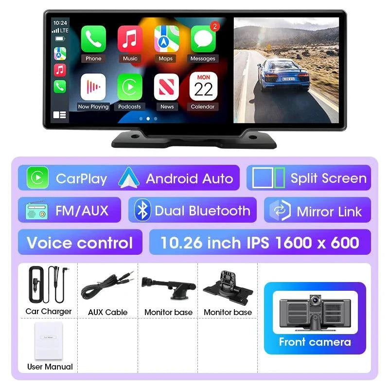 Best 11.26 inch Car DVR 4K Dash Cam Dual Lens Wireless