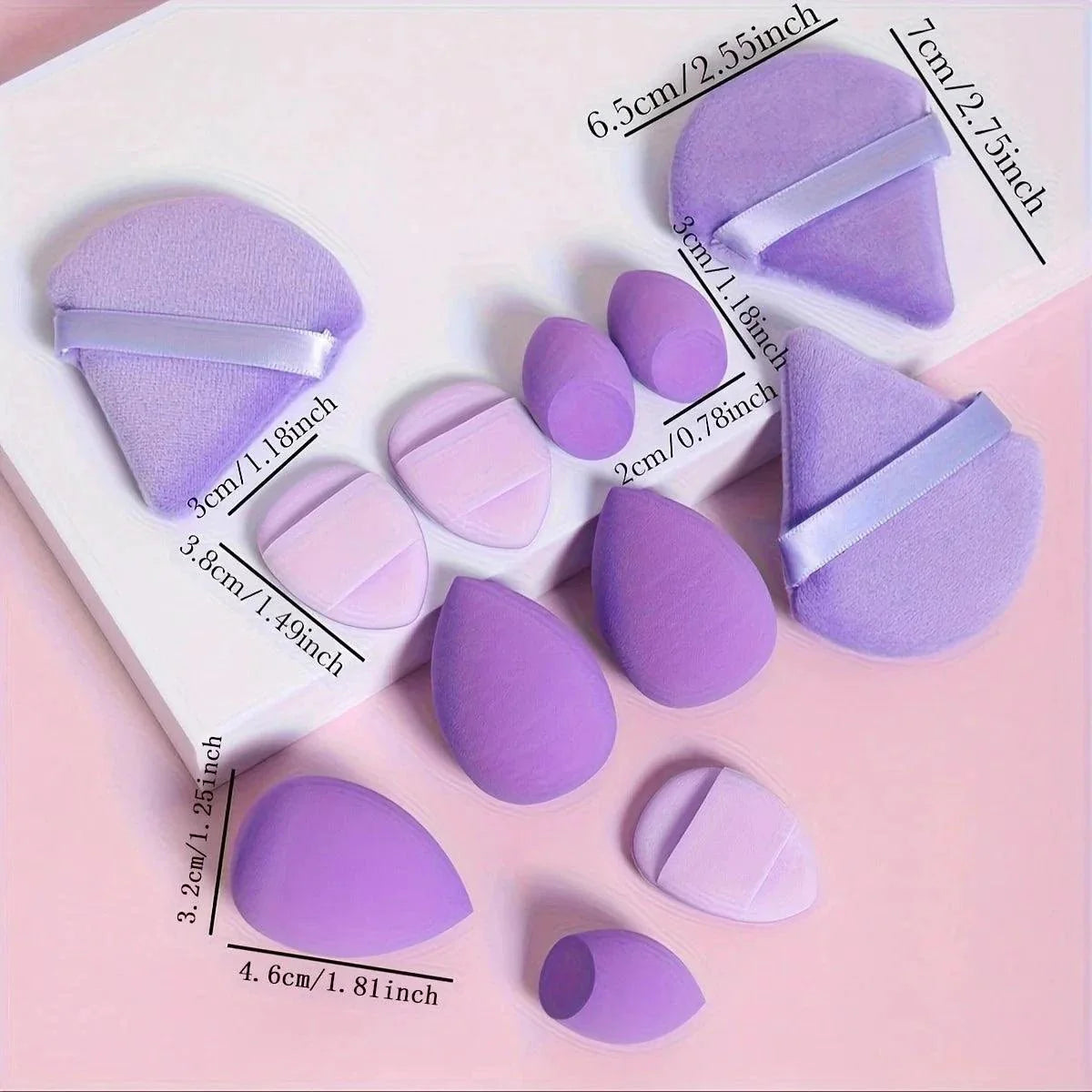 12 Piece All Purpose Makeup Sponge Set with Loose Powder
