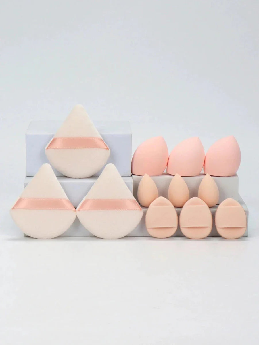 12 Piece All Purpose Makeup Sponge Set with Loose Powder