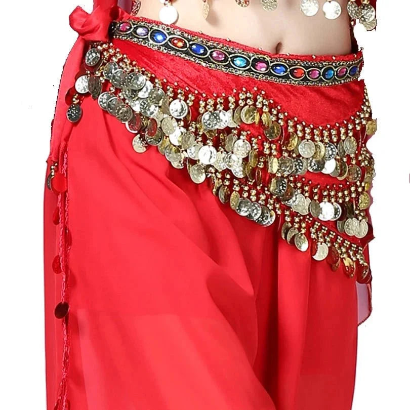 1PC New Style Belly Dance Belt Newest Multi-color Glass Silk Velvet Dancing Belt Scarf Crystal BellyDance Waist Chain Hip Scarf