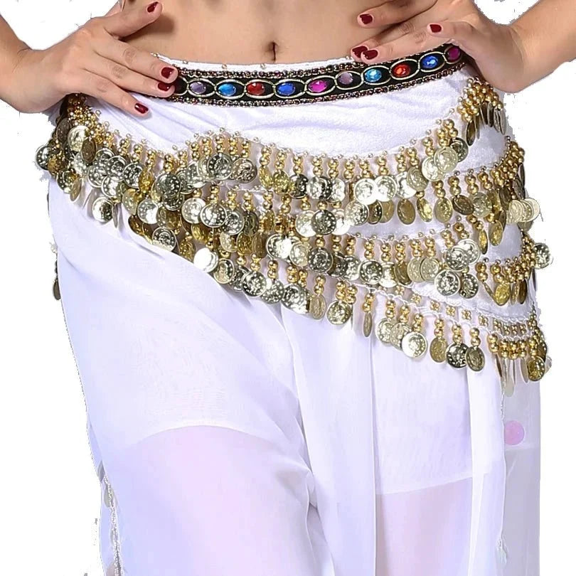 1PC New Style Belly Dance Belt Newest Multi-color Glass Silk Velvet Dancing Belt Scarf Crystal BellyDance Waist Chain Hip Scarf
