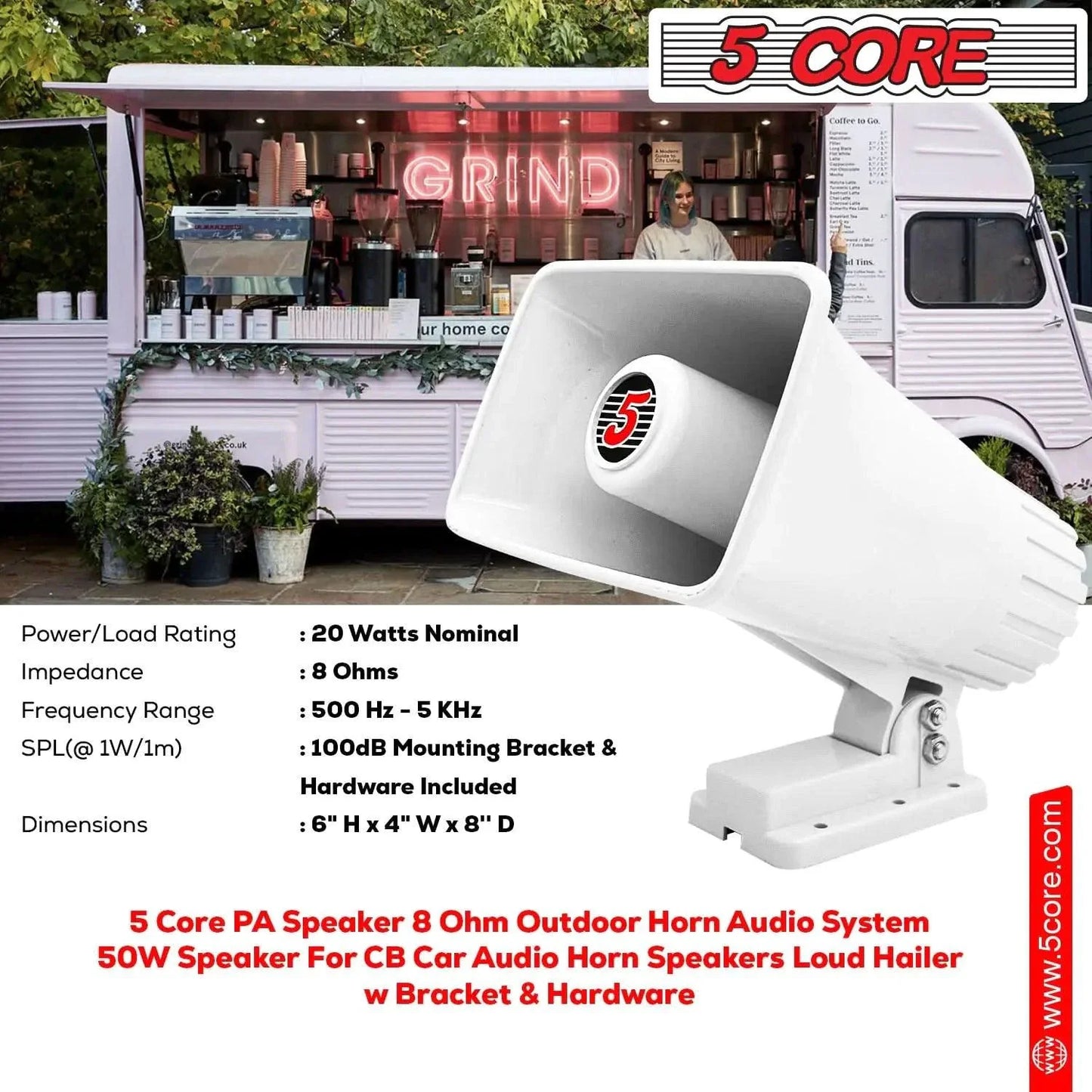 5Core Universal PA Horn Speaker 50W 6x4