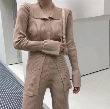 Chic Knit Collared Ensemble