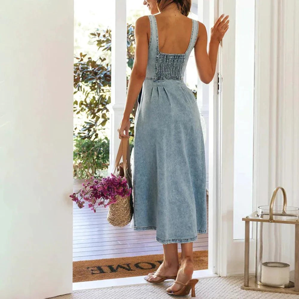 CitySleek Denim Midi Dress