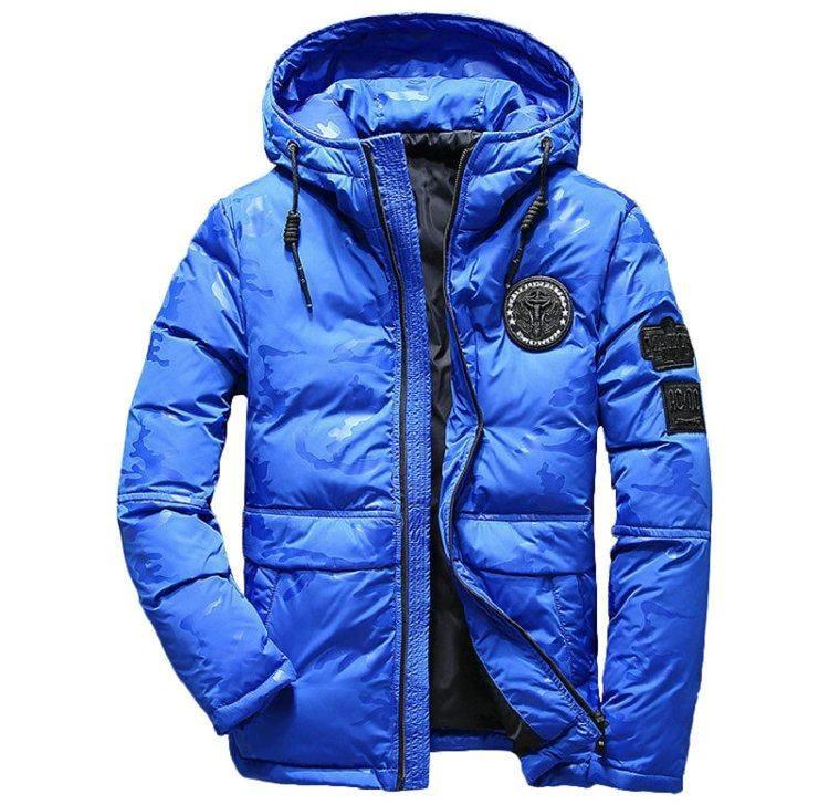Camouflage Men's Hooded Winter Parka - Slim Fit, Windproof & Warm for Casual Adventures