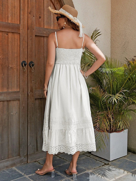 French Romantic Cotton Maxi Dress - Summer Elegance
