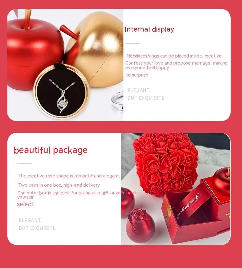 Valentine's Day Soap Rose Gift Box - Crystal Pendant Necklace Set
