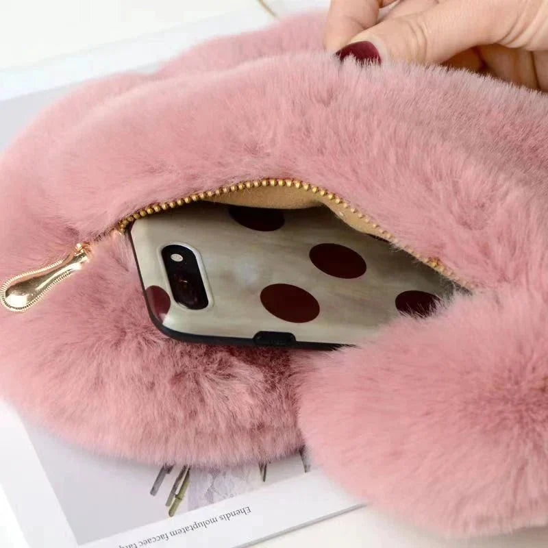Fashion Women's Heart Shaped Handbags Cute Faux Fur Crossbody Bags  Lady Soft Plush Chain Shoulder Bag Shopper Totes